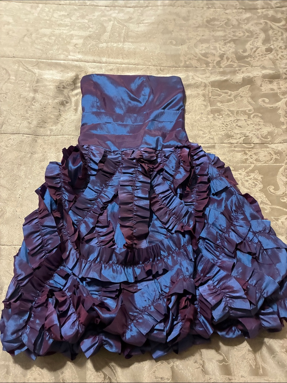 Strapless Ruffle Party Dress in Blue-Purple for Kids